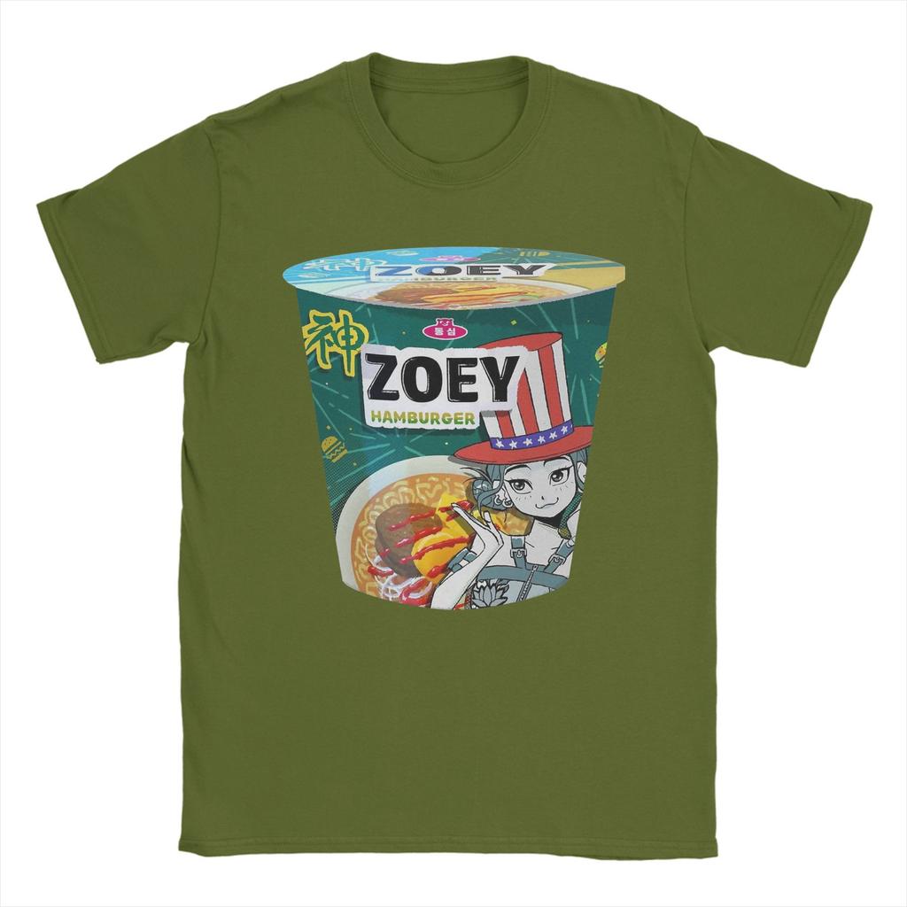 ZOEY Hamburger Ramyeon  Ramen Huntrix Men T Shirts Demon Hunters  Tees Short Sleeve O Neck T-Shirt Pure Cotton Summer Tops