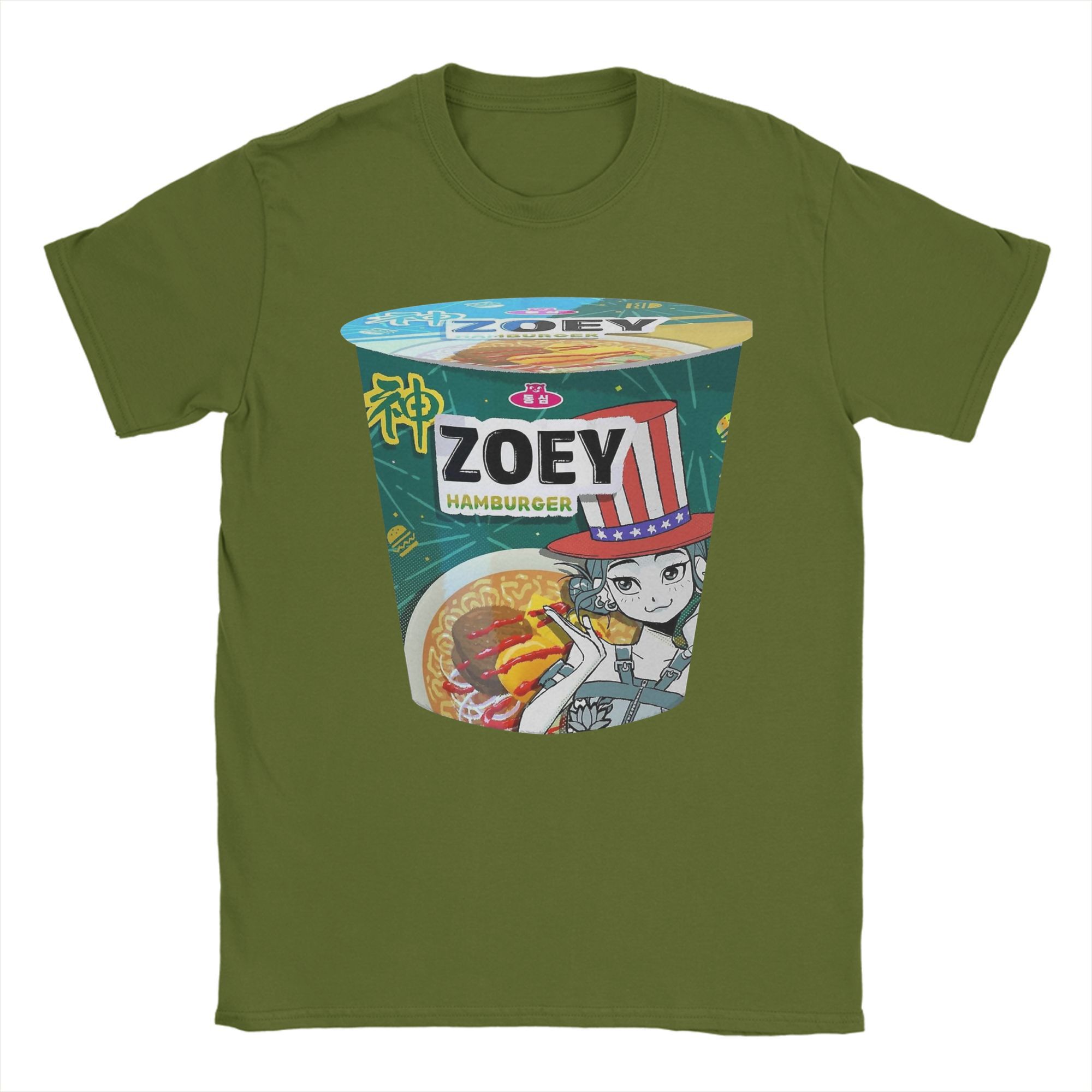 

ZOEY Hamburger Ramyeon Ramen Huntrix Men T Shirts Demon Hunters Tees Short Sleeve O Neck T-Shirt Pure Cotton Summer Tops 4XL