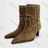 Fashion New Trend 2025 Autumn and Winter Rivet Fashion High Heel Chelsea Boots Pointed and Nude Boots High Heels Stiletto Western Boots