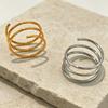 Stainless Steel Line Ring for Women Men Minimalist Exaggerated Geometric Wide Finger Ring Vintage Casual Versatile Jewelry Gift