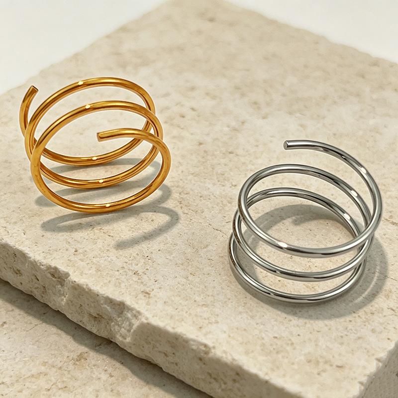 Stainless Steel Line Ring for Women Men Minimalist Exaggerated Geometric Wide Finger Ring Vintage Casual Versatile Jewelry Gift