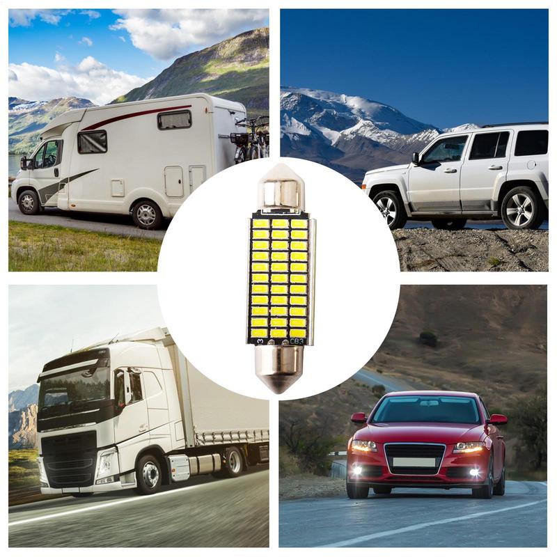 Dome Light Bulb Replacement 41mm Double Tip Car Ceiling Roof Light High Brightness Reading Lamp Smart Decoding For Truck