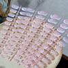 120Pcs Fashion White Edge Press On Nails Square Shape Medium Length False Nails Nude Pink Glossy Finish Fake Nails