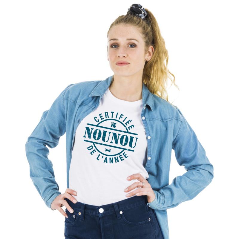 Camiseta feminina - NANNY CERTIFICADA DO ANO S branco
