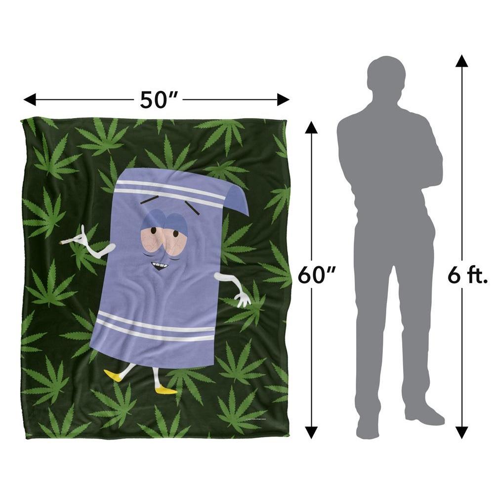 South Park Silky Leaf Print Towelie Supersoft Blanket