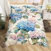 Vintage Floral Bedding Set Full Queen Blue Pink Hydrangea Duvet Cover Colorful Butterfly Retro Botanical Comforter Cover,3 Pcs