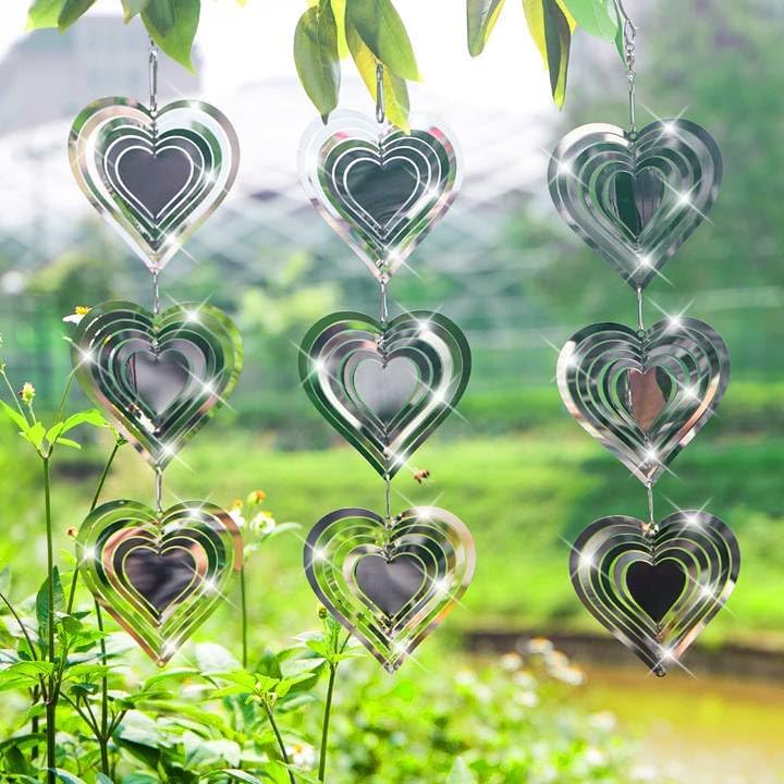 

Средства отпугивания птиц для улицы:Светоотражающие устройства для отпугивания птиц, 3D двухсторонний спиннер-сердце, набор дисков для отпугивания птиц, чтобы отпугнуть голубей и дятлов