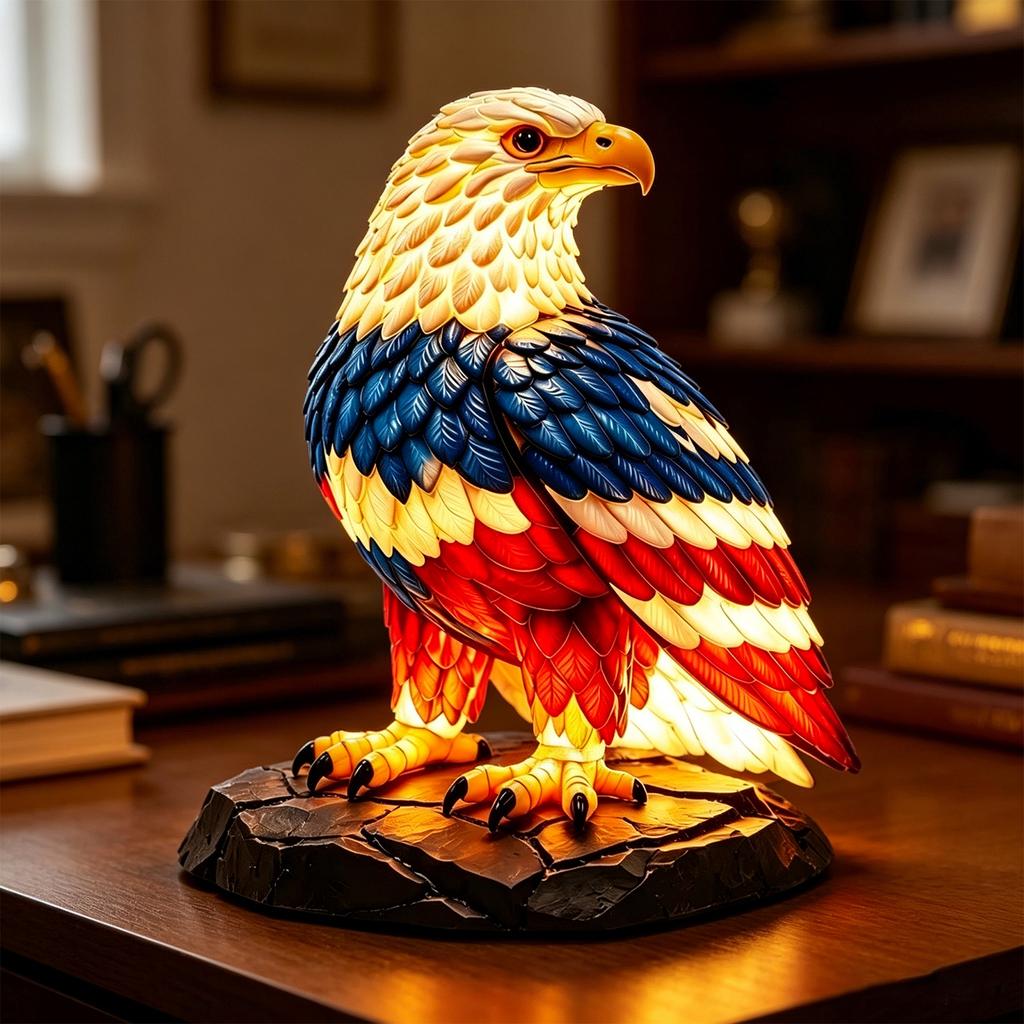 Lampada da Scrivania Statua di Uccello Realistica a Forma di Aquila Lampada Commemorativa 1776–2026 Tributo USA Decorativa per Soggiorno Camera da Letto