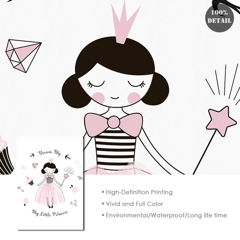 Pink Princess Baby Nursery Prints Nordic Poster Crown Queen Canvas Painting Wall Art Pictures for Kids Girls Room Decoration