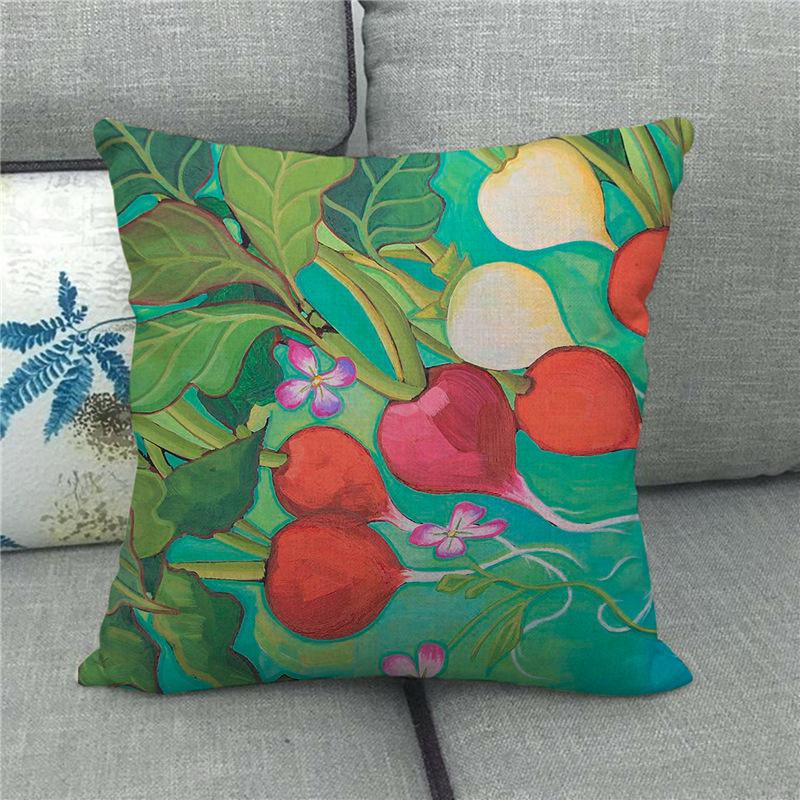 Pumpkin Plant Watercolor Painting Digital Printing Short Plush Pillow Covers For Car Sofa Office Cushion Cover Home Goods