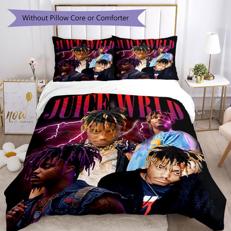 3pcs Juice WRLD Bedding Set Duvet Cover Closure Includes 1 Duvet Cover & 2 Pillowcases, Soft and Comfortable for All Seasons.