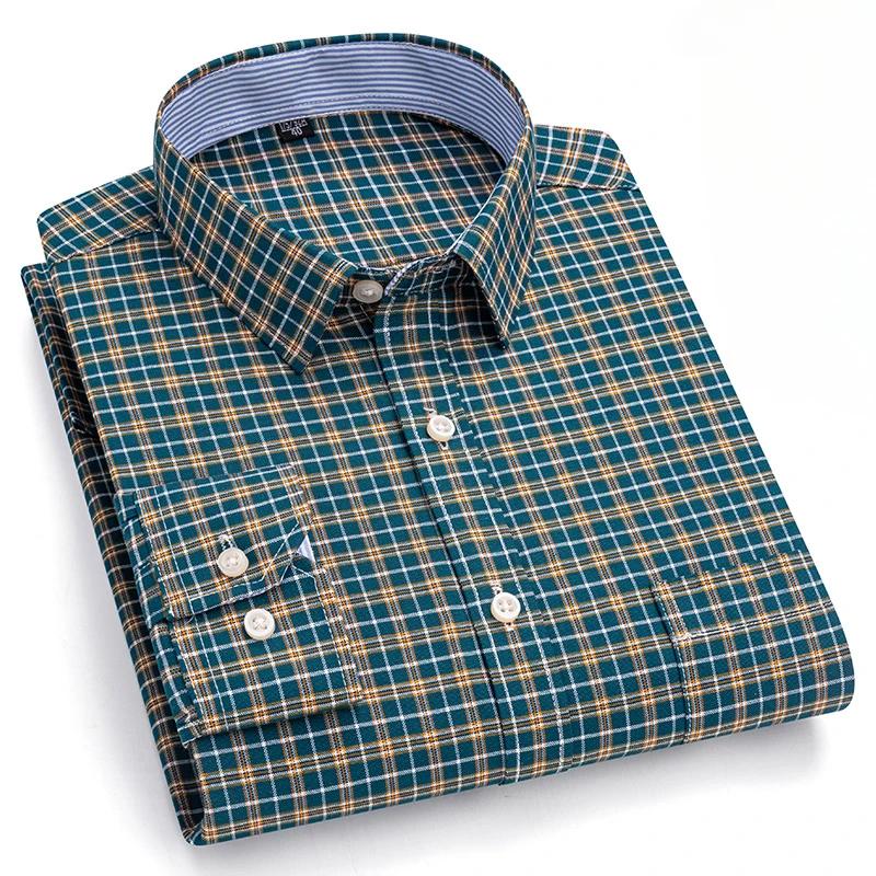 New In Shirt Plus Size 7XL Long-sleeve Shirts for Men 100%cotton Oxford Slim Fit Formal Plain Shirt Fashion Korean Plaid Clothes