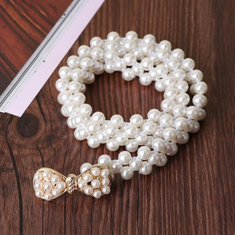 Waistband With Pearl Elegant Simple Waist Chain Ladies' Elastic Thin Pearl Waist Belt