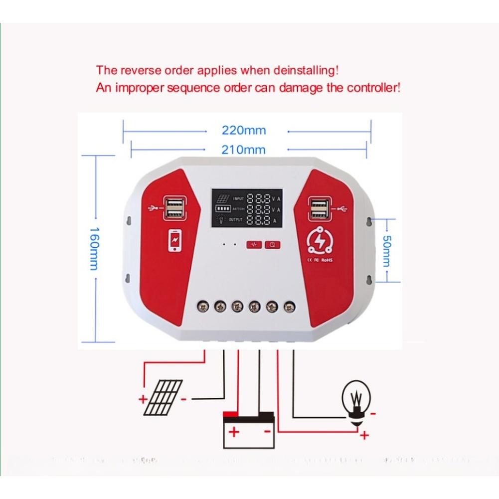 LCD Display Solar Charge Controller 60A Compatible with 12V 24V 48V Battery Systems Automatic Voltage Detection
