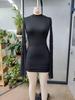 European & American Women's Fashion Round Neck Ribbed Chiffon Cape Bodycon Dress