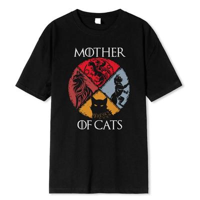 Cat Family Mother Of Cats Printing Male T Shirts Quality Tshirt Summer Unisex Casual Cotton Tops Hip Hop Breathable Tee Clothes
