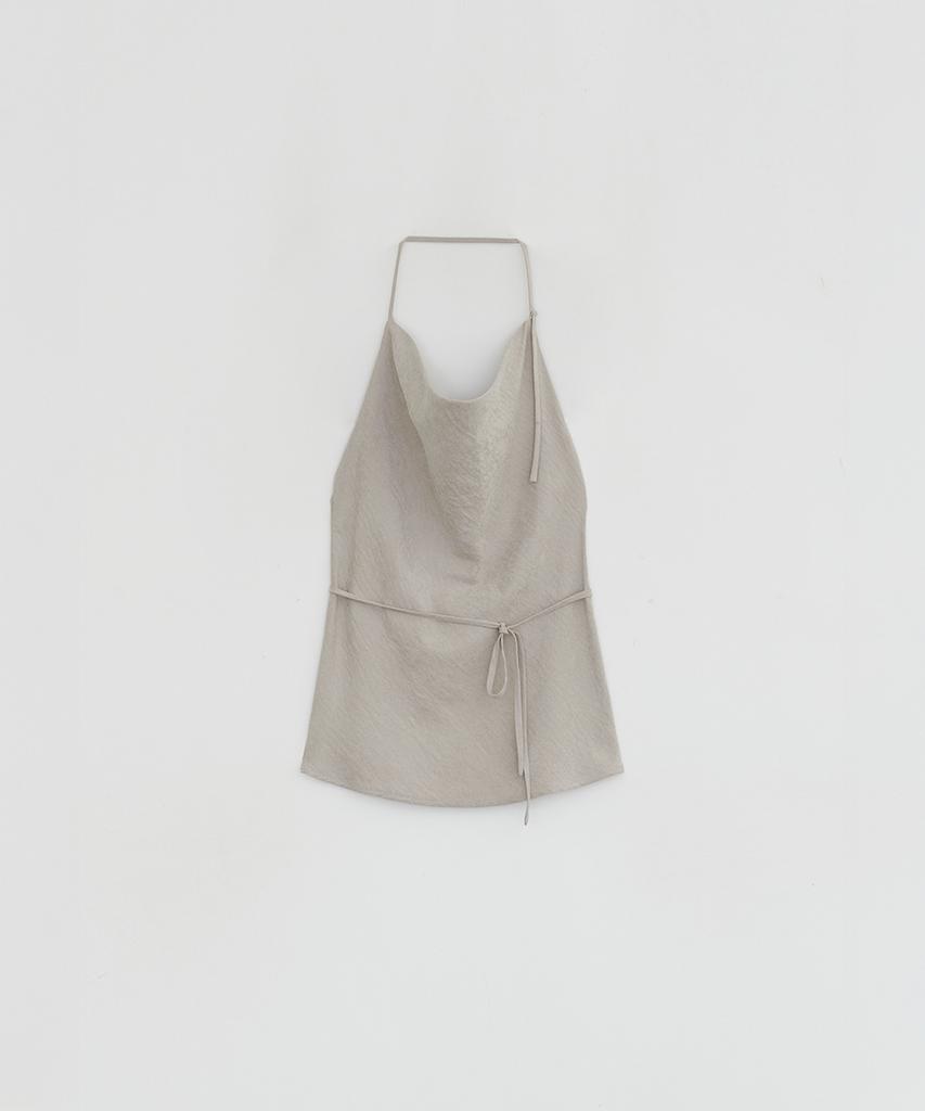 Loutaideu Strap Drape Halter Top [Beige]