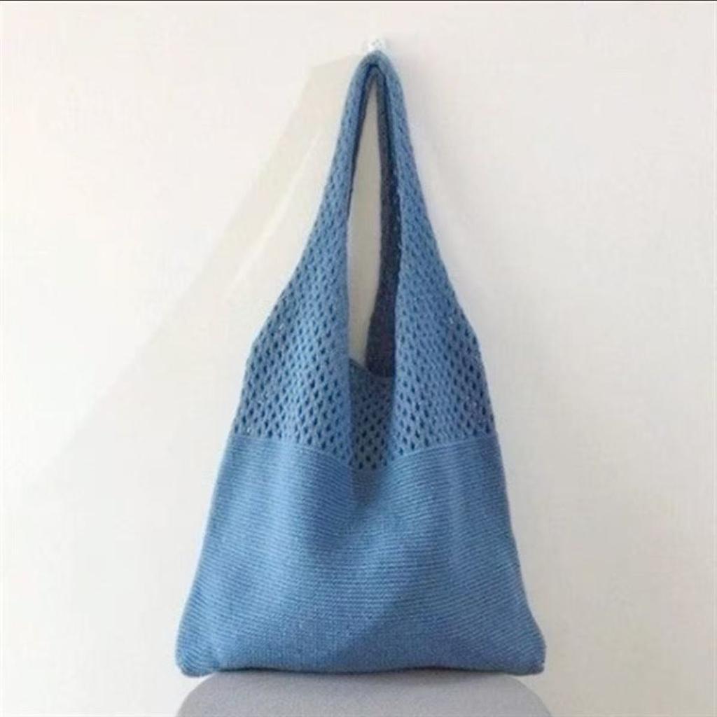 Summer super fire woven bag women's new literary and artistic style wool knitted vacation beach bag shoulder messenger bag