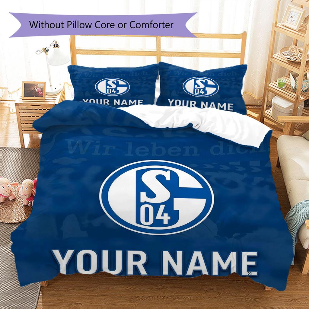 FC Schalke 04 Custom Name Pattern Bedding,Quilt Set Quilt Cover Pillowcase Home Birthday Gift(1 * Duvet Cover + 2 * Pillowcase, Without Core)