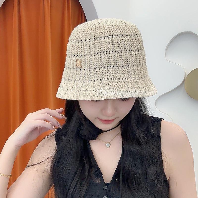 New Women's Bucket Bucket Hat Straw Versatile Breathable Basin Hat Outdoor Travel Covering Sun Hat