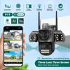 Icsee 9MP Wireless Triple-Lens Outdoor WiFi Camera with Triple-Screen Display.