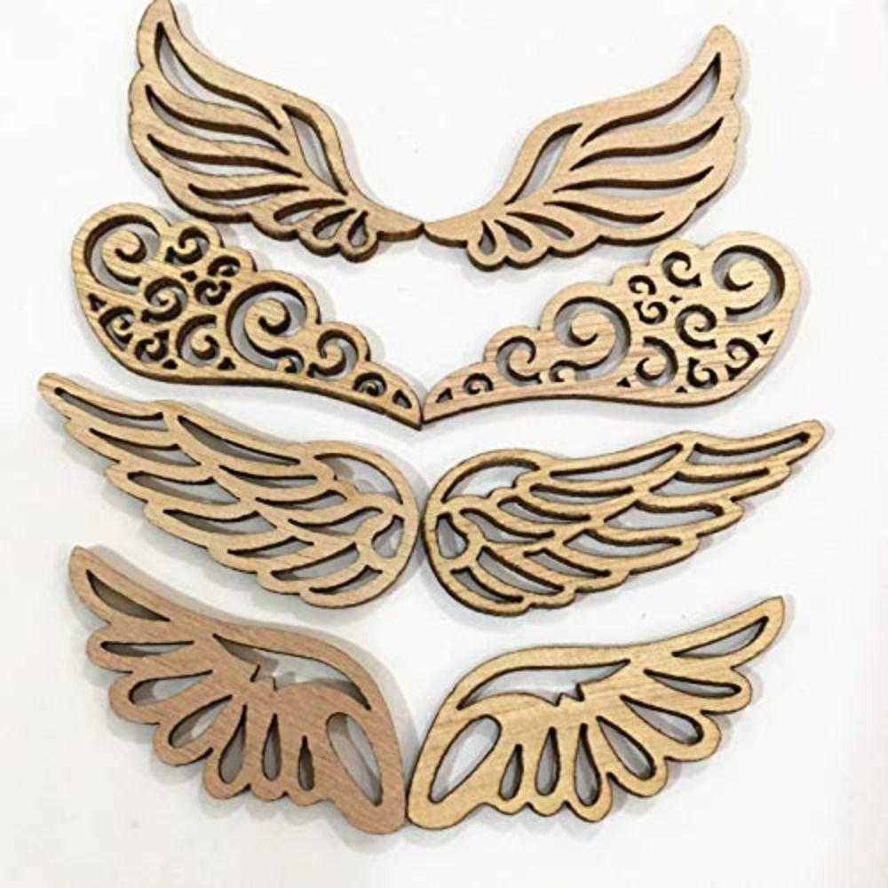 80pcs Wooden Wooden Patches Wings Unfinished Wooden Wood Slices  Party Home Christmas Decor