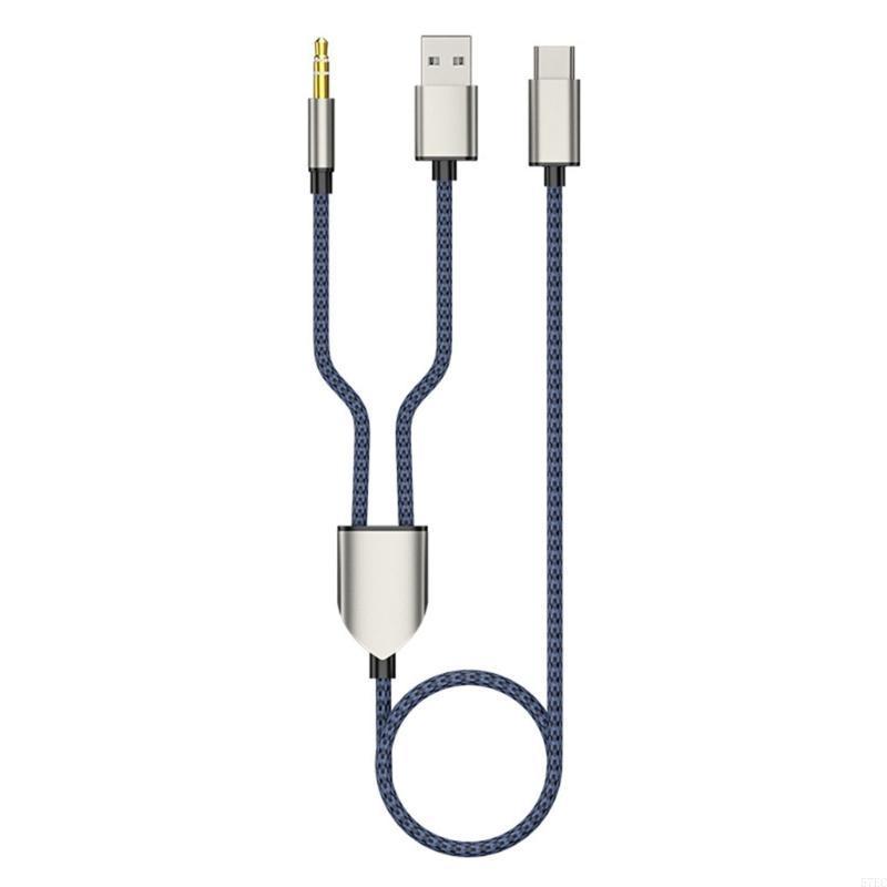 Two-in-one Type-C to USB A 3.5mm Car Stereo Aux Headphone Cable 2 in 1 Connection Wire Line for USB C PhonesTablets