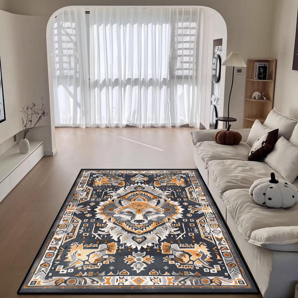 Bohemian Style Decorative Rug for Living Room Big Size Antiskid Room Decor Carpet Soft Easy Cleaning Bedroom Bedside Mat Flannel