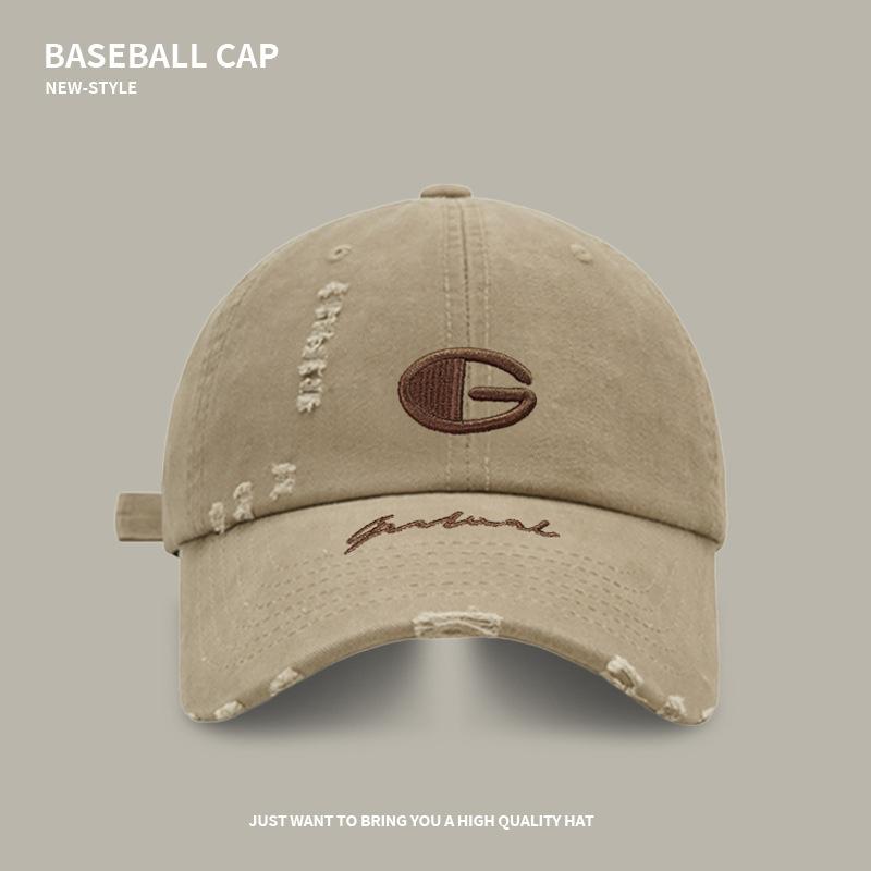 

Hat female spring summer edging hole soft top baseball cap shading face small embroidery letter cap male 54-58cm