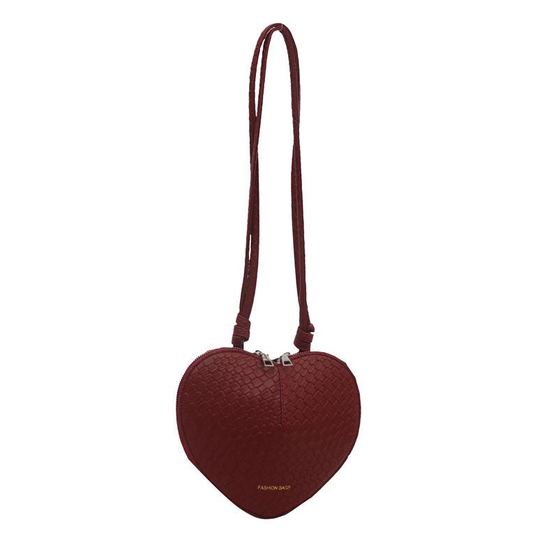 Fashion Casual Pu Heartshaped Crossbody Bag With Inner Zipper Pocket For Women