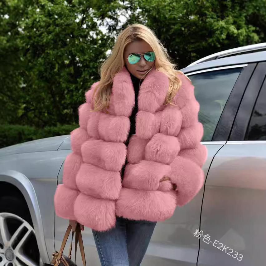 European and American Winter Loose-Fit Rabbit Fur Jacket Coat