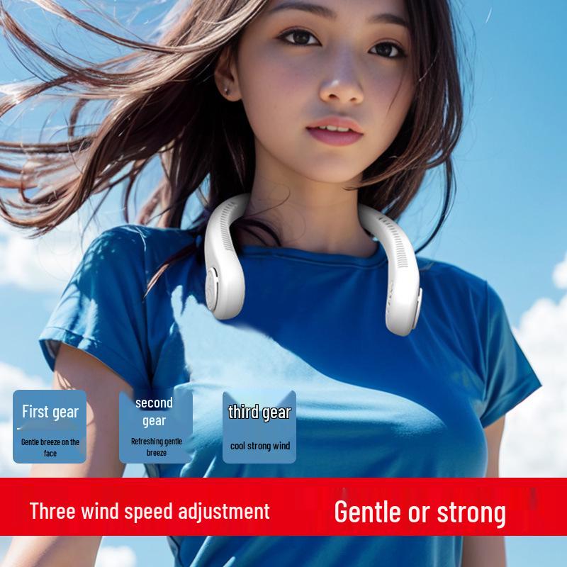 Portable Neck-Hanging Silent Bladeless Fan with USB Charging and Long Battery Life
