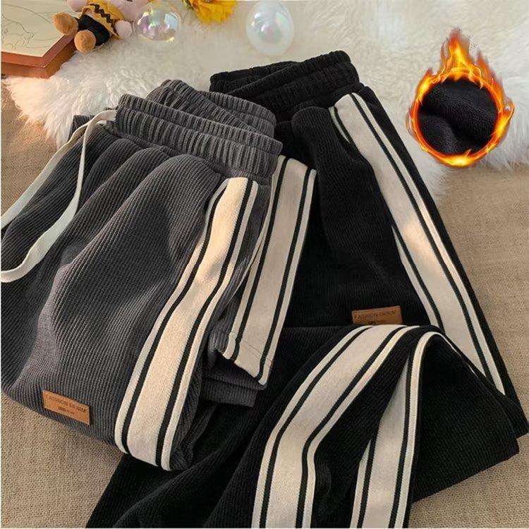 Striped Straight-leg Pants Men's and Women's Models Are Thin and Trendy New Wide-leg Loose and Lazy Style Versatile Casual Trousers