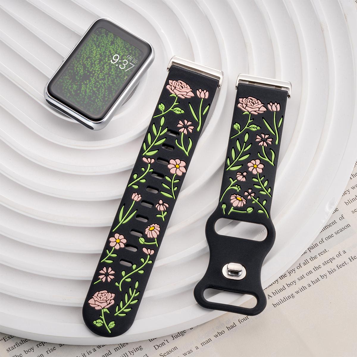 

Принты Цветочный Ремешок для Samsung Galaxy Fit 3 Ремешок для Часов Силиконовый Браслет с Гравировкой для Samsung Galaxy Fit 3 Женский Наручный Ремешок for samsung fit 3