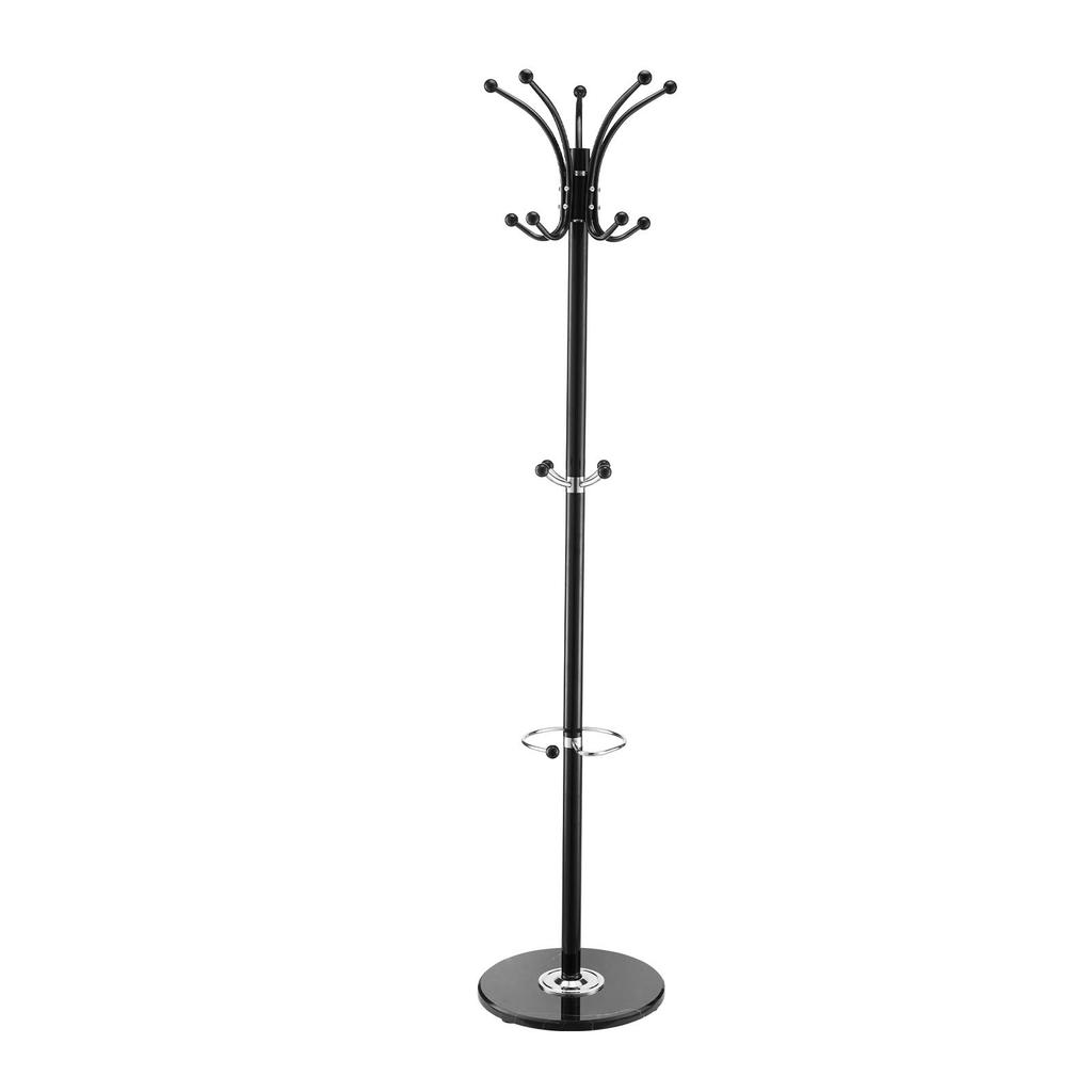 VEVOR Freestanding Coat Rack, Metal Coats Rack Stand with Umbrella Holder, Stable Marble Base & 14 Hooks, Hall Coat Tree for Entryway, Bedroom