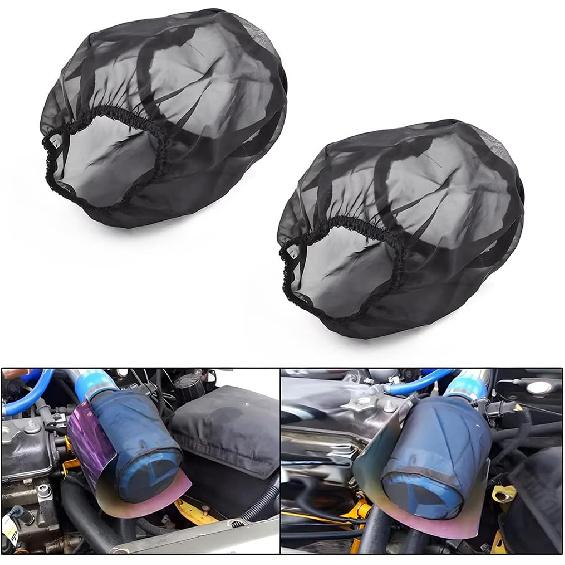 AICEL Air Filter Wrap, 2 Pcs Universal Auto Cold Air Filter Protective Dustproof Cover, Automotive Air Cleaner Waterproof Rain Sock Wrap for High Small