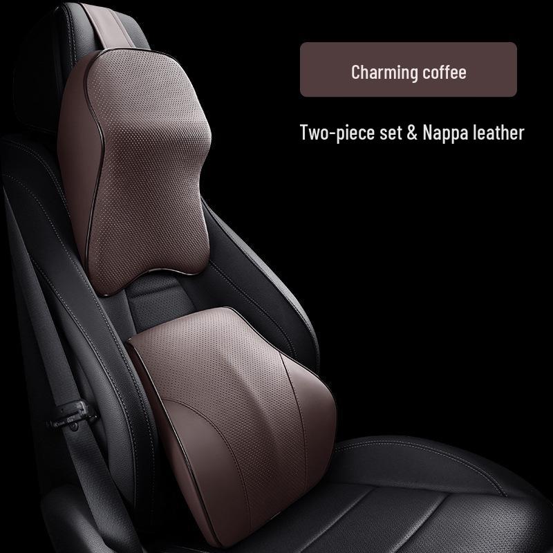 Universell Minnesskum Bil Nackstöd och Ryggstöd Kudde - Fulläder, Fyrårstiders Komfort