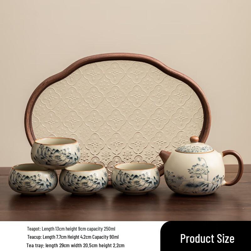 Ru Kiln Kung Fu Tea Set with Lotus Tray