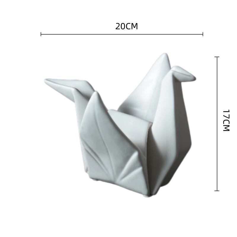 Creative Paper Cranes Ceramic Handicrafts Geometric Origami Sculptures Bird Swan Decorative Figurines Home Decoration