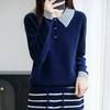 Women Sweater 100% Wool MODERN NEW SAGA Turn-down Collar Knit Pullover Thick Winter Jumpers Female Knit Tops