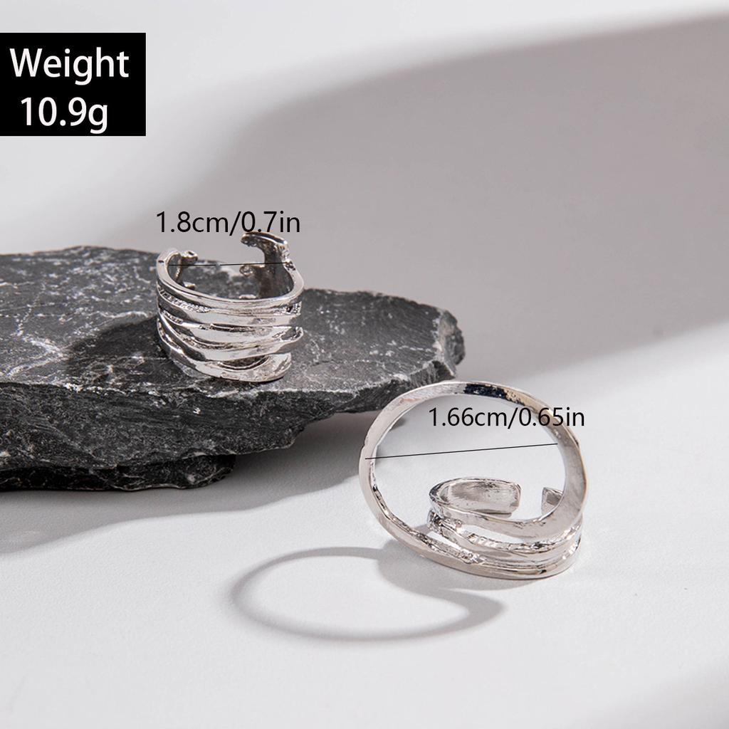 European and American Simple Straight Line Adjustable Ring, Hip-hop Style, Geometric Irregular Opening Bow Ring