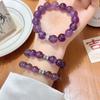 Natural Amethyst Bracelet 12mm Round Beads Minimalist Womens Crystal Jewelry Gift Birthday Wedding