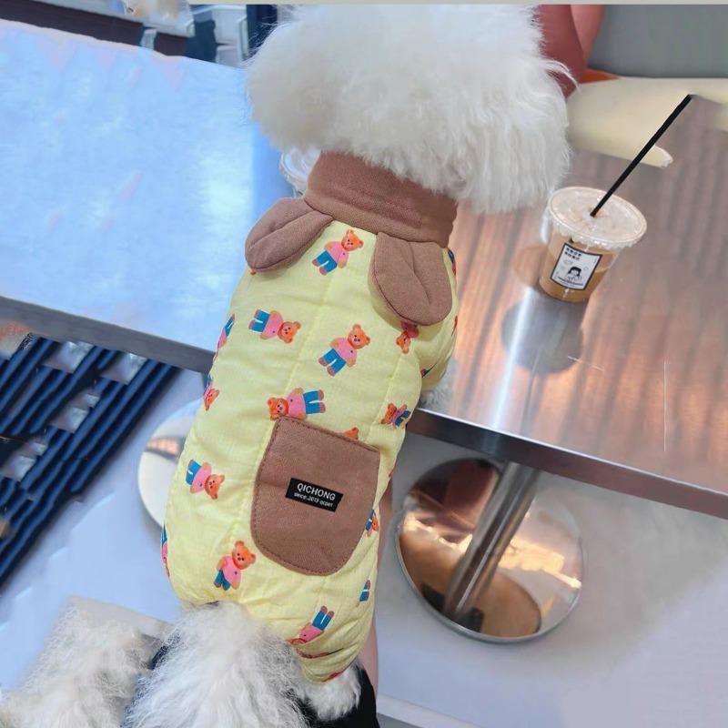 Puppy Warm Clothes Autumn Winter Pomeranian Schnauzer Sweater Four-legged Dog Small Ear Dog Clothes Velvet Dog Button-down Coat