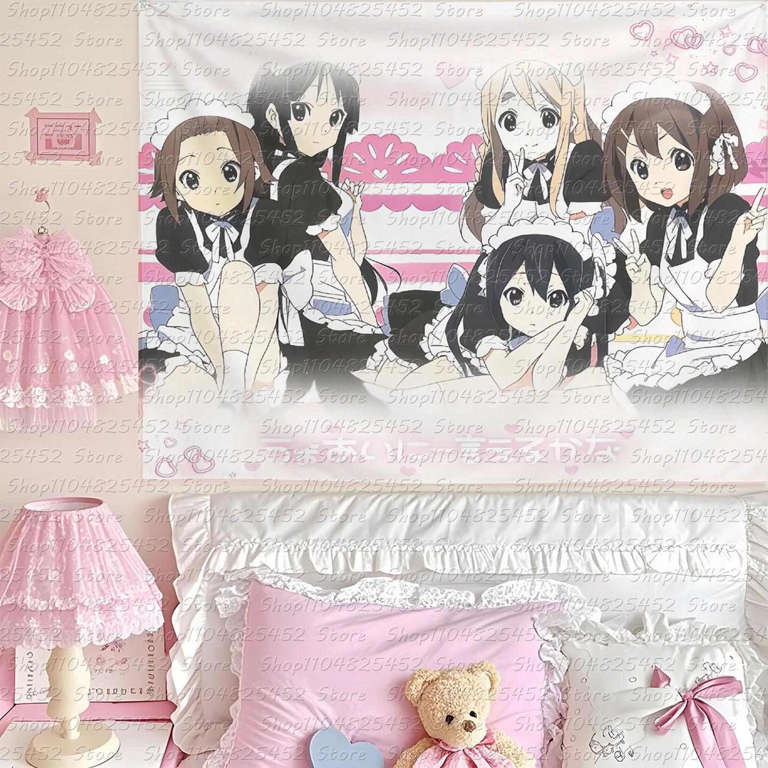 Кавайный Аниме Розовый Девочка Гобелен Милый Домашний Декор Настенное Искусство Идеально для Декора Комнаты Девочки 74x94cm(29x37in)