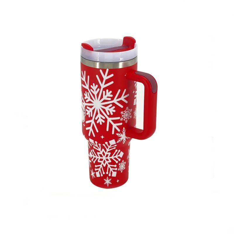 Meoky Creative 5d Christmas 40oz Cup Stainless Steel Vacuum Cups Straw With
