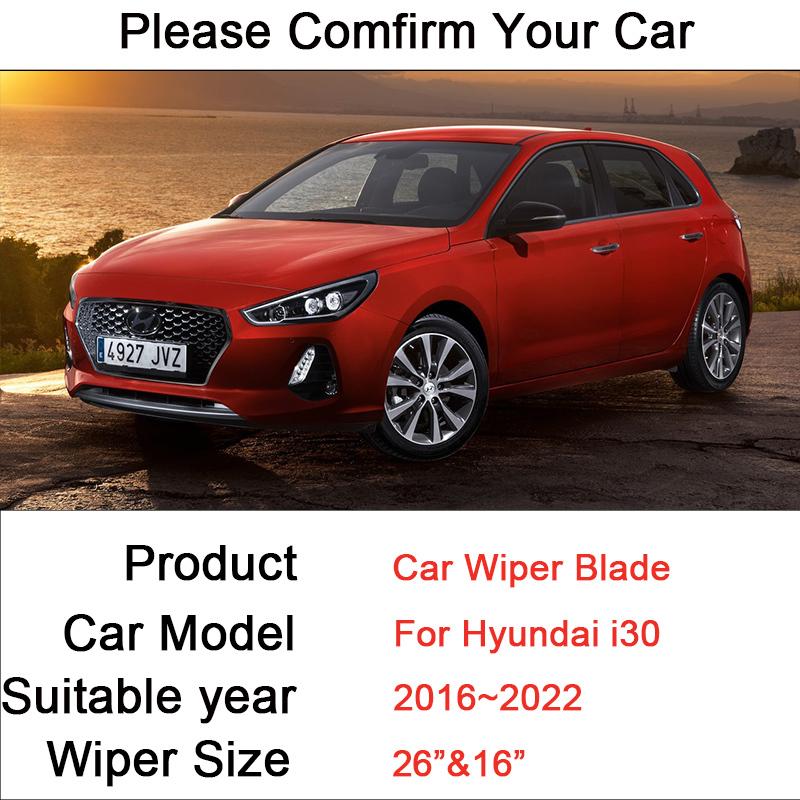 Car Front Windshield Wiper Blades for Hyundai i30 2016 2017 2018     Frameless Rubber Snow Scraping Accessories