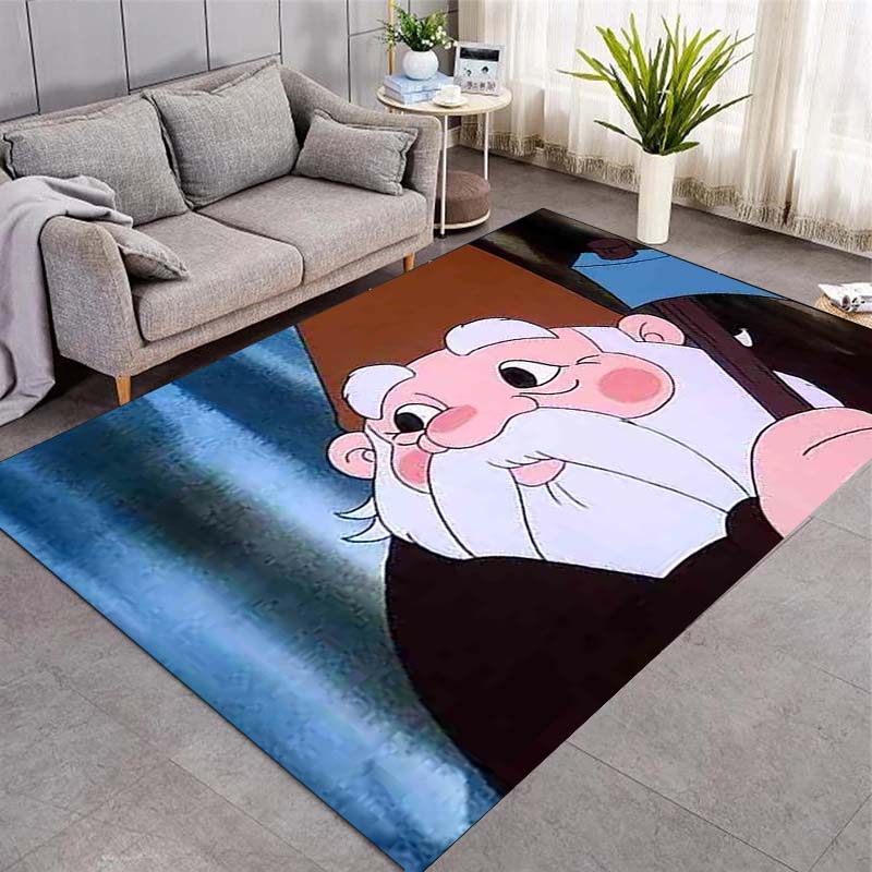 Vintage Garden Gnome Anti Slip Area Rug Dwarf Workshop Retro Cartoon Floor Mat Rustic Cottage Living Room Decor Carpet Gift For Garden Lovers