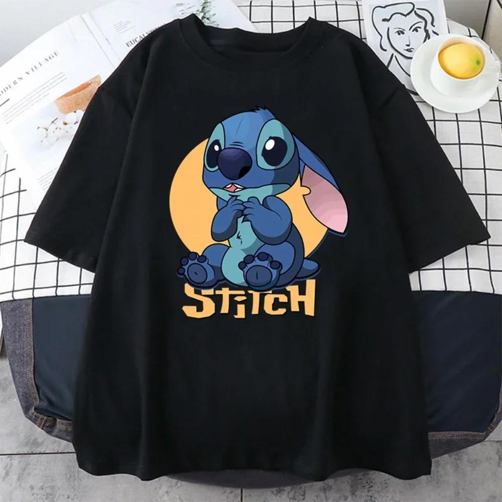Lilo Stitch Print Women Casual T-Shirt Women Men Summer T Shirts Girl Boy Casual Fashion Clothes Top Tee Female Clothing