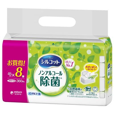 Silcot Disinfecting Wet Tissue Type Refill 360 Sheets Sheets X Unicharm [Bargain] Non-Alcohol Non-Alcohol (45 8)