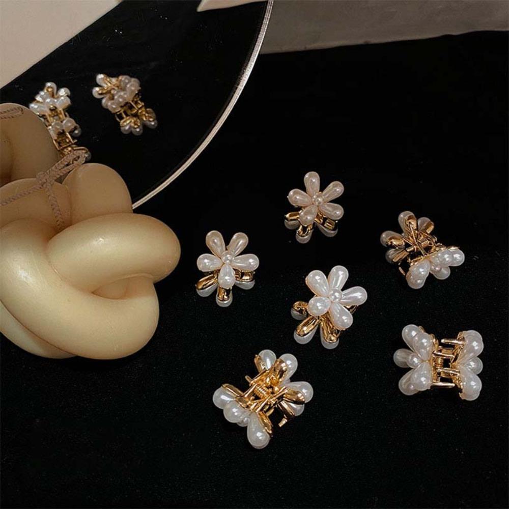 10pcs Sweet Pearls Flower Hairpin Resin Women Side Clip Mini Hair Claw  Hair Braid Clip